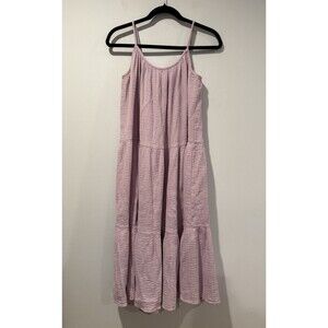 H&M Tiered Midi Dress Womens Small Light Purple Flowy Crinkled Cotton Travel